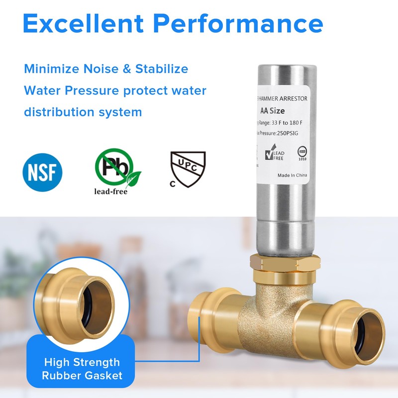 Yqimtion Propress Water Hammer Arrestor (2-Pack) - 1/2" Copper Press