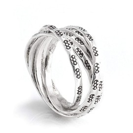 Silverly Womens 925 Sterling Silver Russian Style Wedding Interlocking Ring