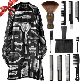 AIHOPESTO 12PCS Hair Cutting Comb Set Hair Comb for Men Styling Comb for Men Barber Combs for Hair Stylist Barber Cape Neck Duster Brush Set Hair Cutting Cape with Adjustable Neck Size Neck Duster Neck Brush