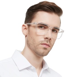 OCCI CHIARI Bifocal Reading Glasses for Men 1.5 Oversized Square Blue Light Blocking Readers 1.0 1.25 1.5 1.75 2.0 2.25 2.5 2.75 3.0 3.5(Clear,1.50)