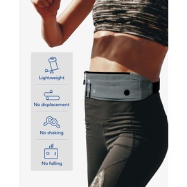 WATERFLY Running Belt Fanny Pack: Runner Marathon Jogging Waist Pack Sport Fitness Cell Phone Holder Pouch for Men Women Jogger Slim Stretchy Running Belt