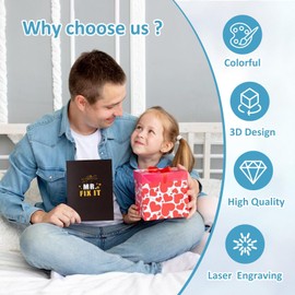 Fathers Day Card - 3D Pop Up Happy Father‘s Day Funny Gifts Father Day Cards from Daughter Son Wife for Dad Husband Grandpa with Envelope and Note Tag