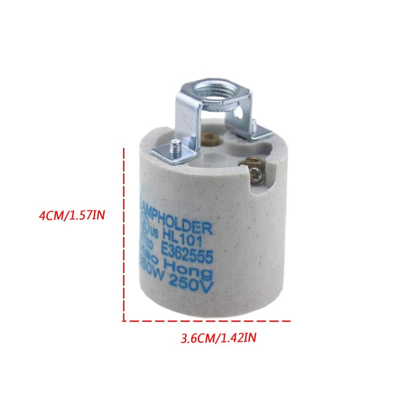 Rextin 5pcs Ceramic Standard Medimun Screw Base Socket E26 E27