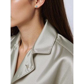 ALRNBY Turquoise Stud Earrings for Women Dainty 18K Gold Plated Earrings Western Jewelry Trendy Gift Flower Leaf Boho Earrings Dangle (Gold Stud-Turquoise)