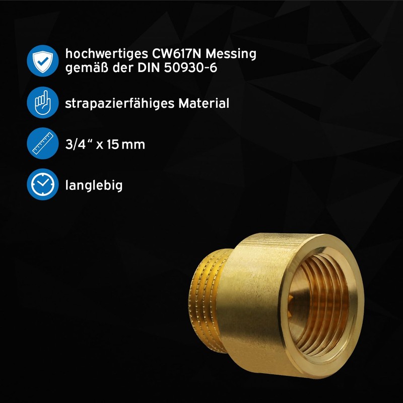 kör4u Tap Extension Brass 3/4 Inch x 15 mm Thread