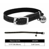 Cat Collar Real Leather with Safety Elastic, Bell, Available (Black)