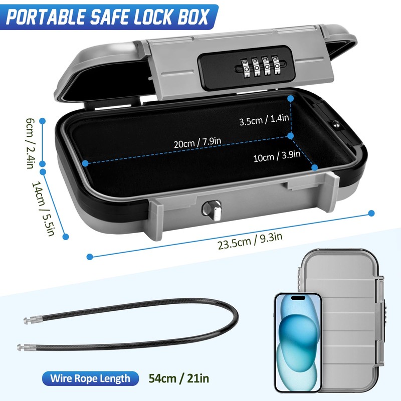 Portable Travel Safe Lock Box 4-Digit Combination Mini Safe Box,