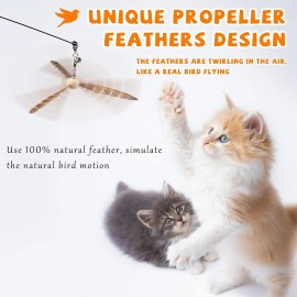 Unbranded Cat Wand Toys, Interactive Cat Toys with 3 Feather Refills, Cat String Toy