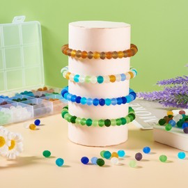 Elecrelive 405pcs 8mm Rondelle Frosted Glass Beads Mixed Color Faceted Briolette Spacer Beads for Bracelet Necklace Earring Beading Jewelry Making