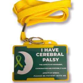 I Have Cerebral Palsy- Disability Awareness ID Card and Yellow Lanyard/Card Holder