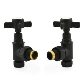 Hot Flow | Bayou Cross-Head Traditional Manual Radiator Valves (Pair) (Textured Black)