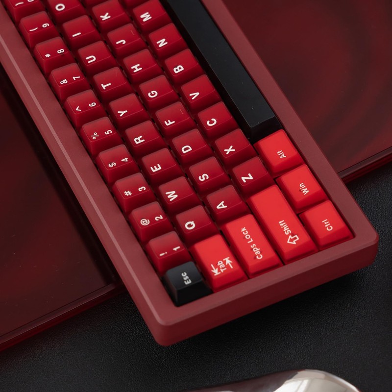 PBT Keycaps Set 164Keys Cherry Profile Red Black Keycaps 60%
