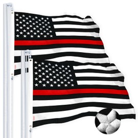 G128 Thin Red Line Flag 3x5 FT 2-Pack Embroidered Spun Polyester