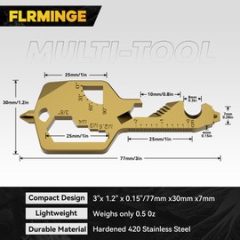 Key Shaped Pocket Multitool 20-in1 Multi Tool, Stainless Steel Keychain Utility Gadget,Gift for Men, Women, Father,Groomsmen, Valentine's, Birthday, Christmas