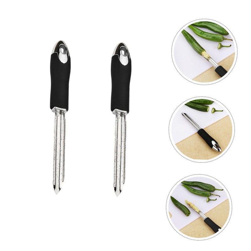 GRIRIW 2pcs Pepper Corers Ergonomic Chili Core Removing Tools for