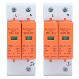 DEWIN Surge Protector, 2 Pieces Lightning Protection Device 2P 40kA Surge Protection Devices AC Arrester Circuit Breaker for Home 420V