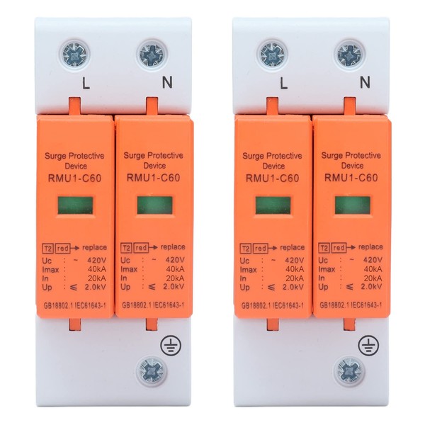 DEWIN Surge Protector, 2 Pieces Lightning Protection Device 2P 40kA