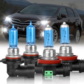 IVBDQV Fit 2009-2016 for Toyota Venza Headlight Bulbs, 9005/HB3 High Beam and H11/H9 Low Beam 9005 H11 Halogen Bulbs 300% Brightness High Performance Halogen Bulbs Combo 4PCS