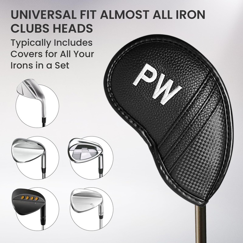 Golf Iron Head Covers Numbers Synthetic Leather Headcover Deluxe Value