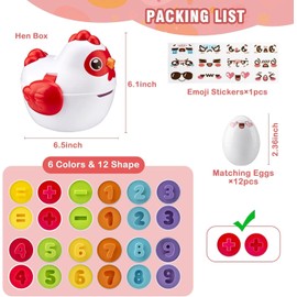 Easter Egg Matching Game for Toddlers - Educational Color & Shape Recognition Toy, 12-Piece Set | Easter Basket Stuffers for Kids