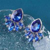 Atentuyi Blue Crystal Teardrop Earrings Silver Cz Stud Earrings Blue