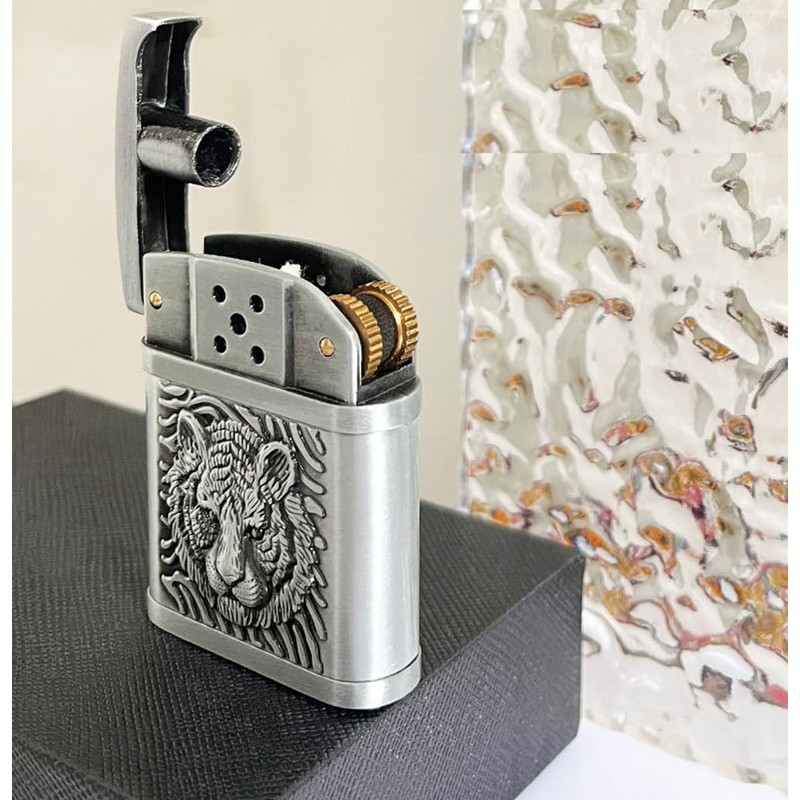 (No Fuel) Vintage Metal Kerosene Lighter, Soft Flame Candle Lighter,