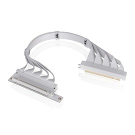 Thermaltake PCIe 4.0 Dual 90°Degree Connectors Riser Cable; White; 16Gbps High-Speed Transmission; 400mm; EMI Shielding; AC-077-CO6OTN-C1; 3 Year Warranty