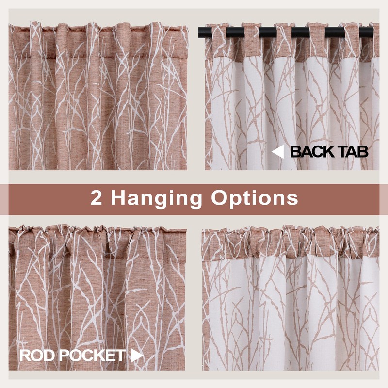 Boho Terracotta Curtains 84 Inch Length for Living Room Darkening