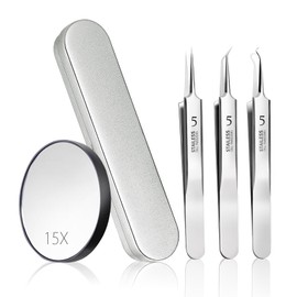 Topatrol (3-piece set) Precision Tweezers, Square Stopper, Tweezers, Tweezers, Extra Fine Tweezers, Pimple Removal, Blackhead Removal, Pore Care, Corner Plug Removal, Precise Work, Portable and Convenient Storage Case