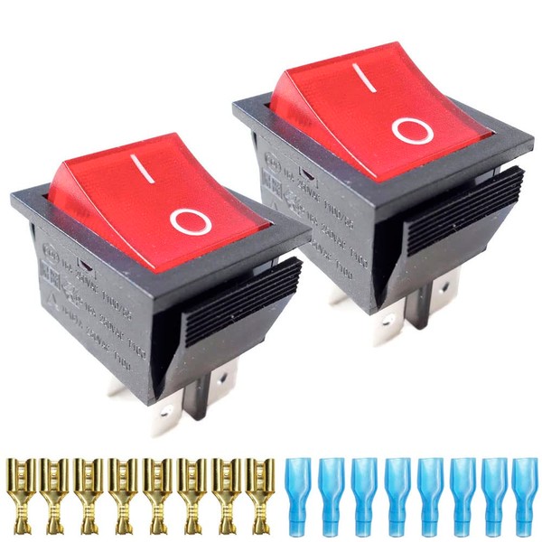Artrinck 2Pcs AC 16A 4 Pins ON/Off 2 Position Red