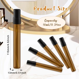 30 Pcs Black Vials Mini Spray Bottle Amber Glass Fine Mist Perfume Empty Sample Containers with Lids for Travel Cleaning Essential Oils - 10ml/0.34oz