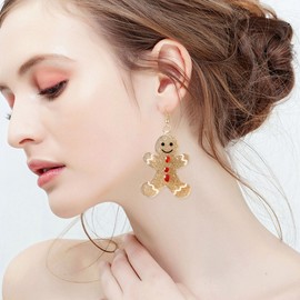 GBAHFY Christmas Gingerbread Man Charm Dangle Drop Earrings Glitter Christmas Earrings for Women Fun Fashion Jewelry Holiday Gift Xmas Party Favors Decor Accessories (Gingerbread Man Earring)