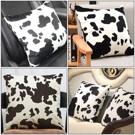 ABOOFAN Couch Cushion Covers 2Pcs Cow Print Pillow Case Cover Couch Cushion Case Decorative Square Throw Pillow Covers for Sofa Bedroom Livingroom Farmhouse Decoration Black Decor