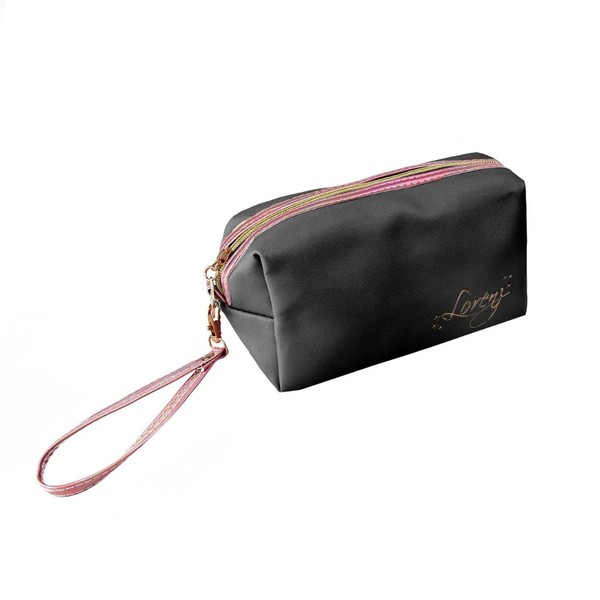 Woodland Leathers Washable Makeup Bag, Faux Leather Toiletry Bags for Women and Small Makeup Bag for Handbag, Make up Organiser and Pencil case for Girls and Women (Black)