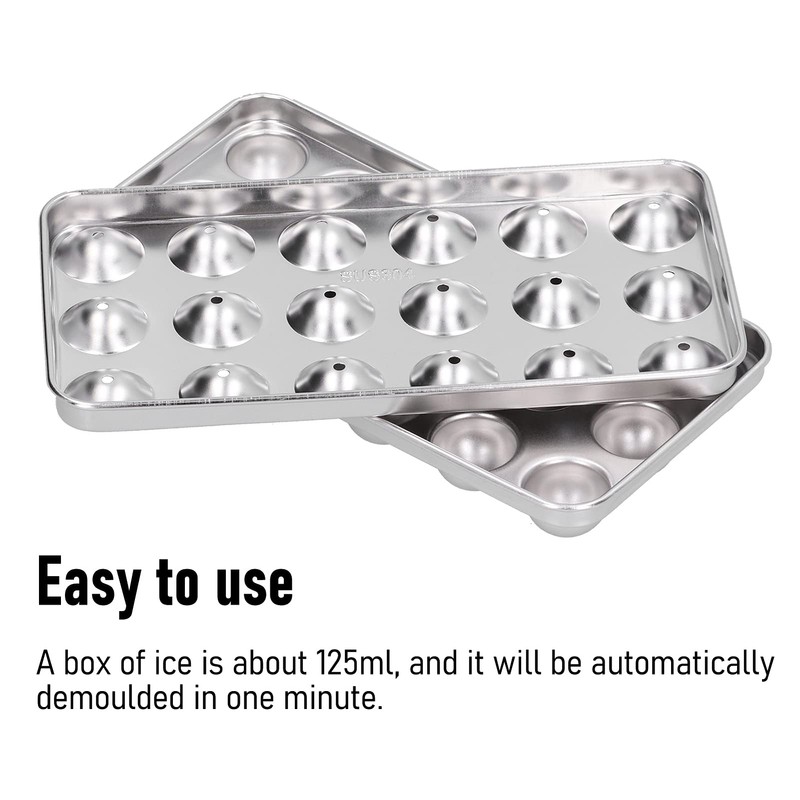 304 Stainless Steel Tray, Durable Ice Making Tool with Lid