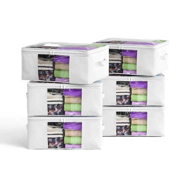 Clothes Storage Bags, Foldable Thick Fabric Blanket Storage Boxs, Large