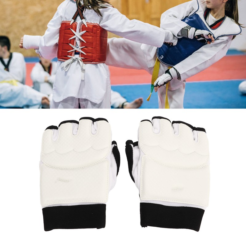 1 Pair Taekwondo Gloves Breathable Elastic Half Finger Kickboxing Boxing
