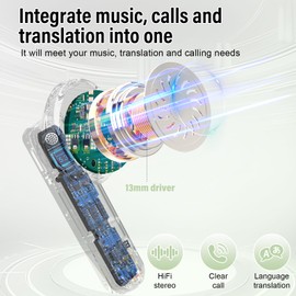 Ai Translation Earbuds Real Time with Audio and Video Calls, 3-in-1 Buletooth 5.3 Translator Earbuds with 6 Translation Modes/164 Languages/No Subscription Required, 48H Headphones Translator, Green