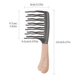 Wide Tooth Comb for Curly, Detangling Hair Brush with Double-layer Wavy Tooth Design and Ergonomic Handle for Long/Thick Dry/Wet Hair for Women/Girl without Straighten the Curl HairStyle