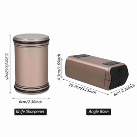 Rolling Knife Sharpener - Knife Sharpening Tool with Diamond and Ceramic Discs for Steel of Any Hardness, 15 and 20 Degrees Magnetic Angle Base for Kitchen Knives, Chef Knife Set, Scissors (Gold)