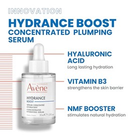 Eau Thermale Avene Hydrance Boost Concentrated Hydrating Serum, 48 Hour Hydration, Hyaluronic Acid, 1.0 fl.oz.