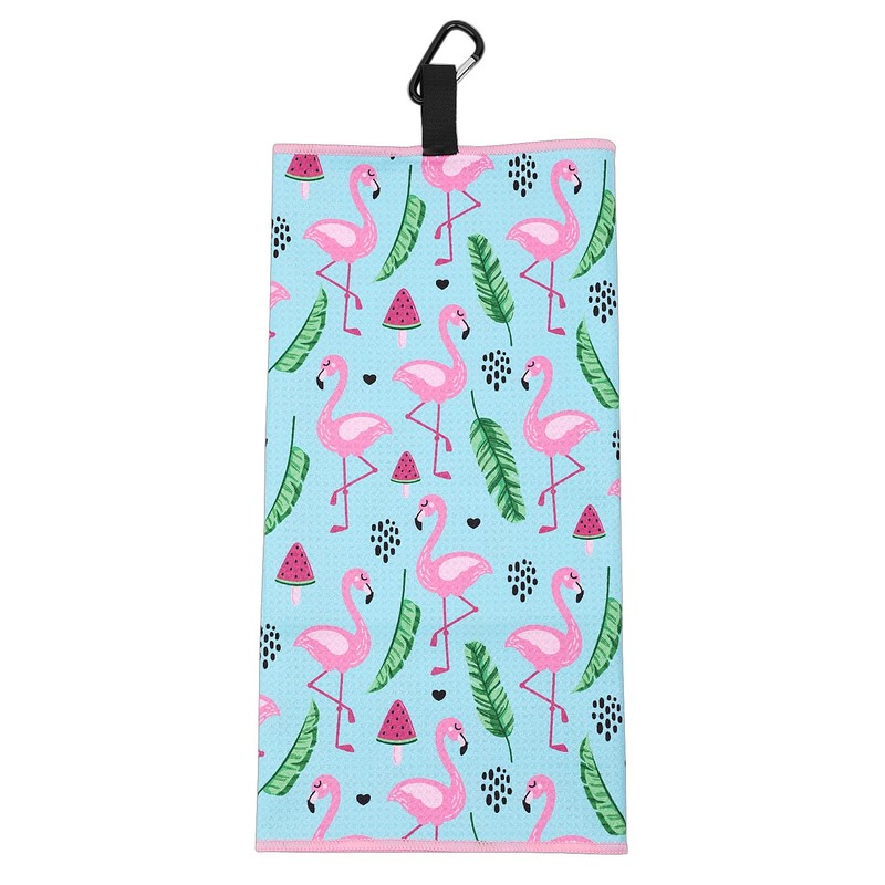 SHABIER Golf Towel with Flamingos Design Golf Microfiber Waffle Pattern