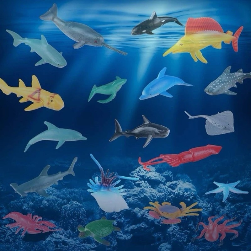 36pcs Ocean Animal Toys – 2-4” Rubber Sea Creatures for