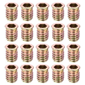 sourcing map 60Pcs Threaded Inserts, 5/16"-18x43/64" Zinc Alloy Hex Socket Drive Screw-in Nut Threaded Inserts Furniture Bolt Fastener Connector for Wood Working Tool and Accessories
