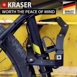 KRASER KR7022B Bicycle Lock with Universal Folding Alloy Steel Padlock 70 cm + Mounting Bracket + 3 Keys, Black