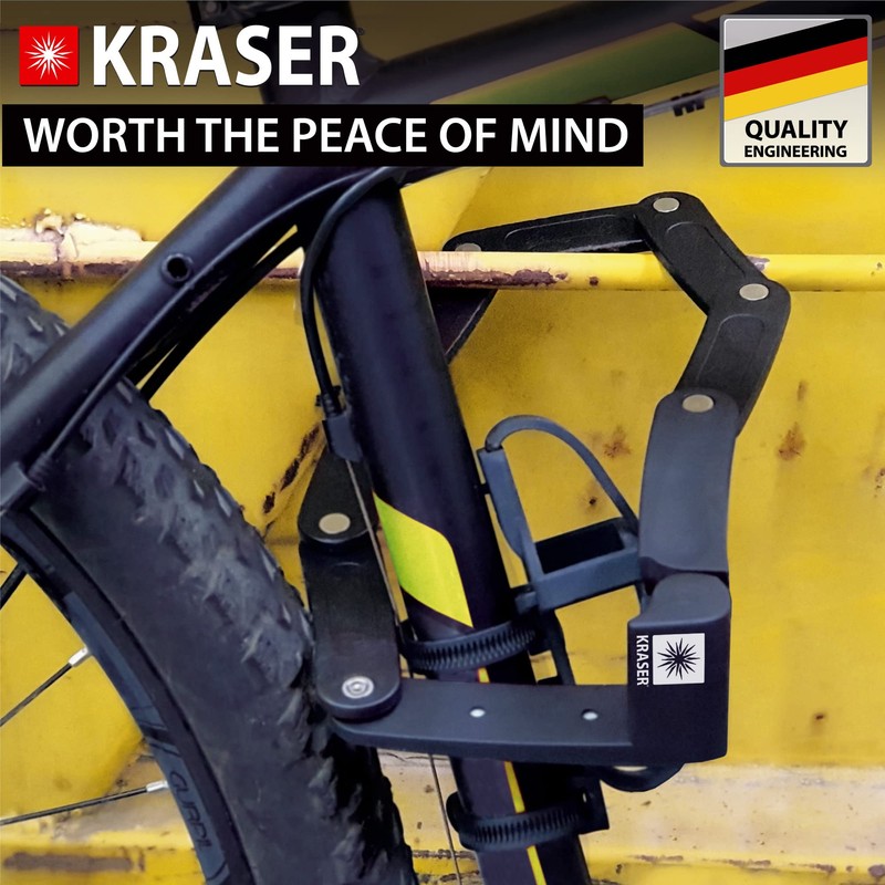 KRASER KR7022B Bicycle Lock with Universal Folding Alloy Steel Padlock