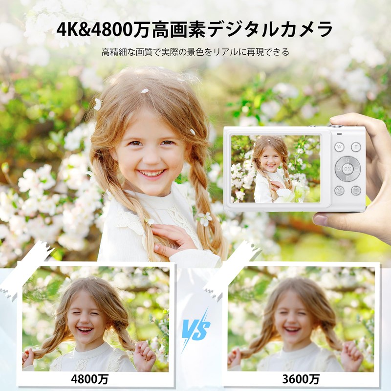 CAMKORY 4K Digital Camera, 48 Megapixel 4K Video Resolution, Autofocus,