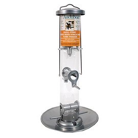 Woodlink NASIL Audubon Silver Tube Wild Bird Feeder with Tray, 16.5-Inch