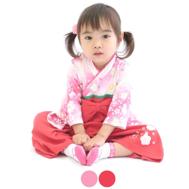 Aenak Hakama Romper, Full Then, Girls' Hakama, Floral Pattern, Hinamatsuri,