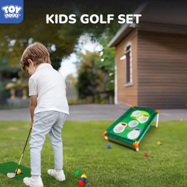 TOY Life Golf Cornhole Battle Chipping Golf Game for Backyard, Corn Hole Set, Masters Golf Party Decorations, Golf Training Equipment, Golf Gifts (NO Club Included) with Scorecard, Hitting Mat & Balls